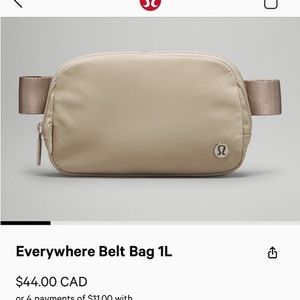 Lululemon Everywhere Belt Bag in Raw Linen 1L